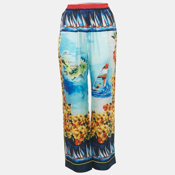Dolce & Gabbana Multicolor Printed Silk Trousers S